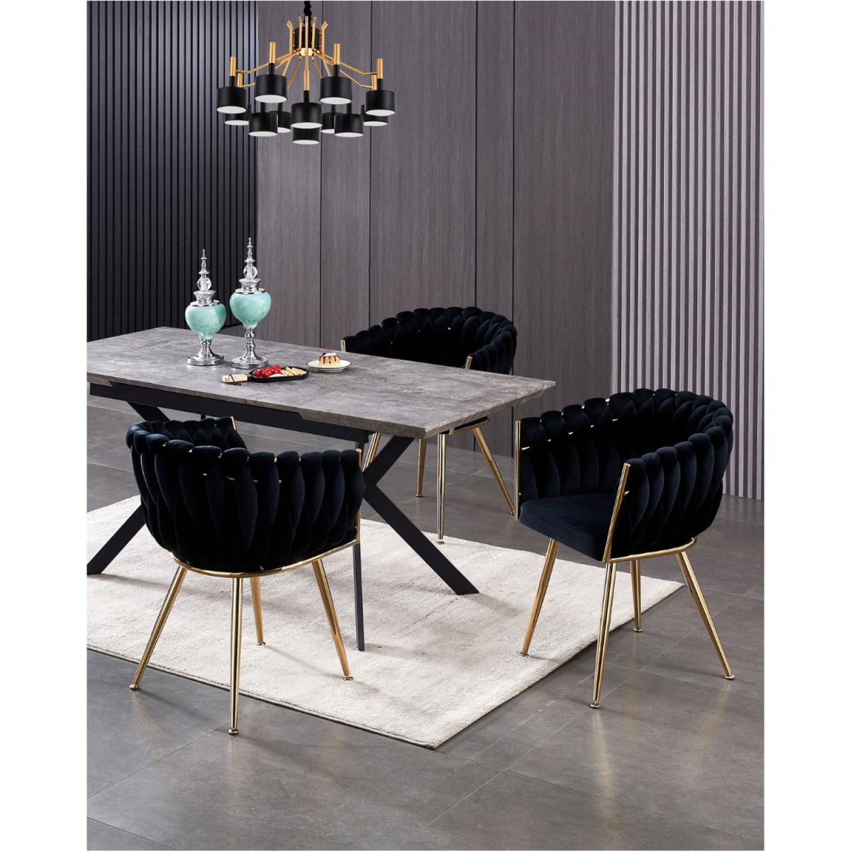 Roma Knot Velvet Dining Chair Set of 4 - Black – image 2