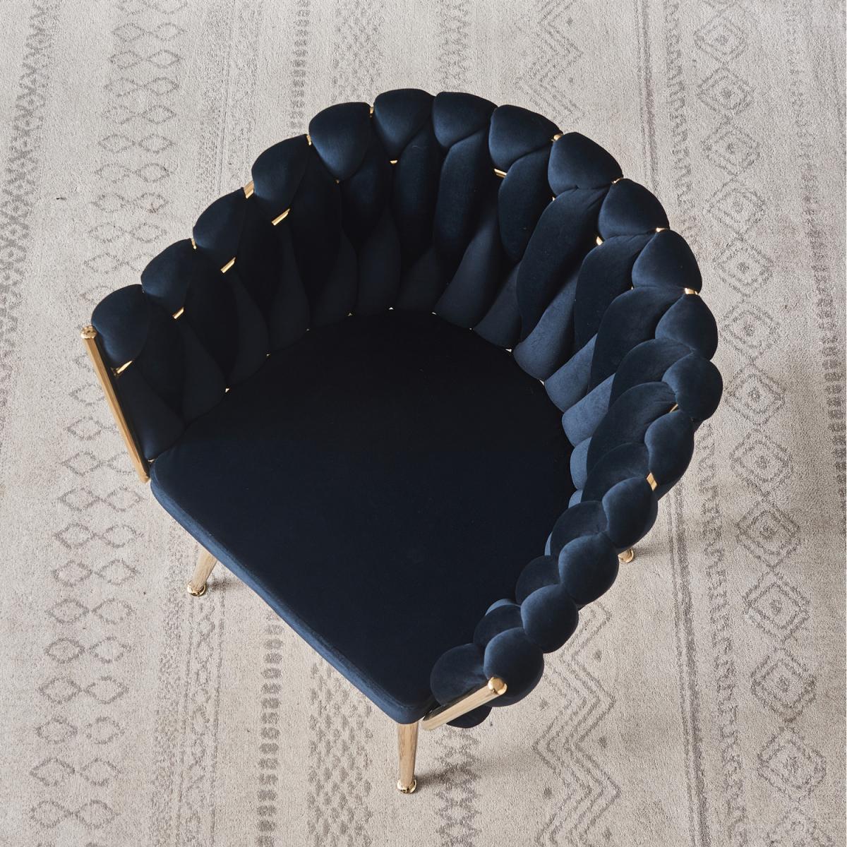 Roma Knot Velvet Dining Chair Set of 4 - Black – image 4