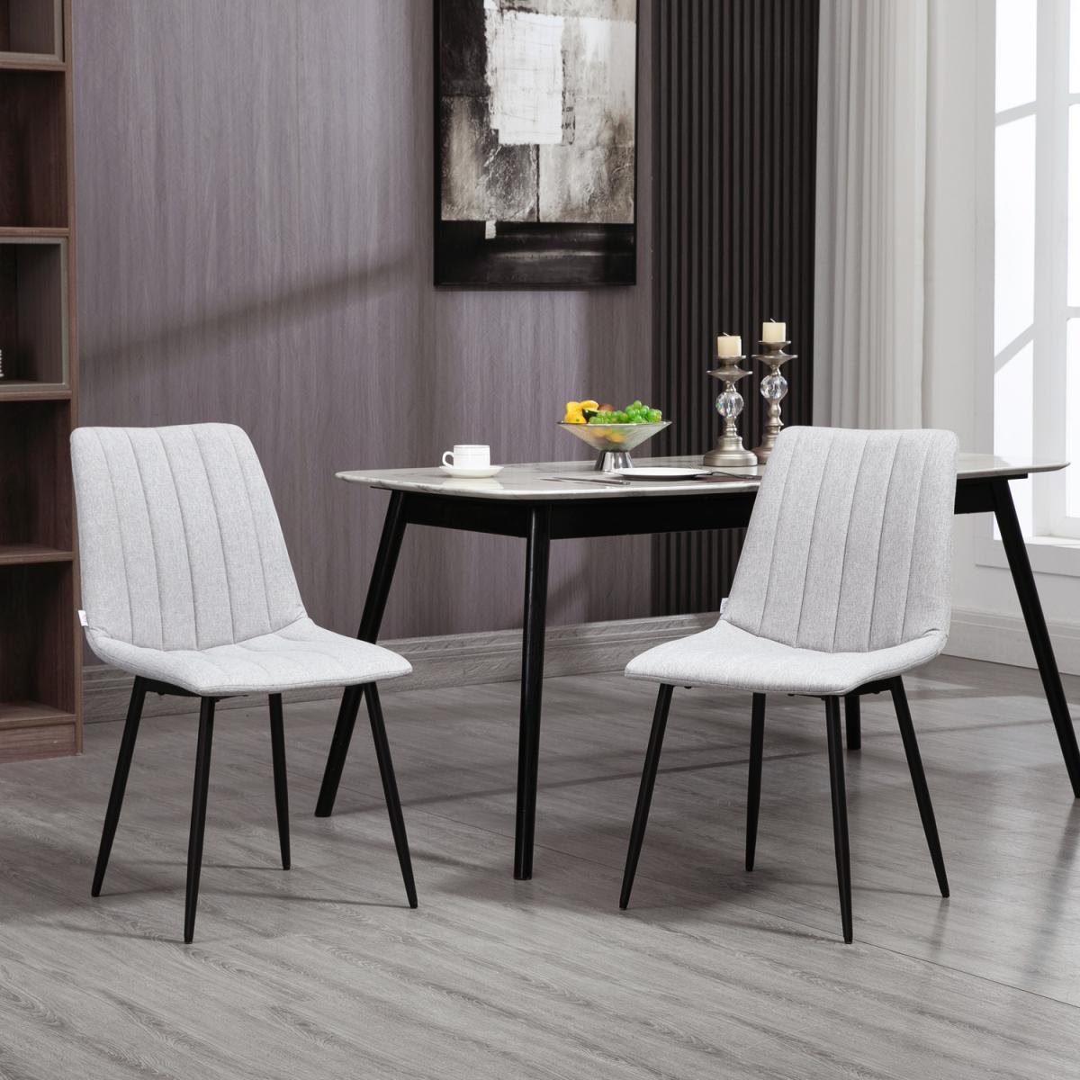 Dining Chairs Set of 2, Upholstered Kitchen Chairs with Back - Grey – image 2