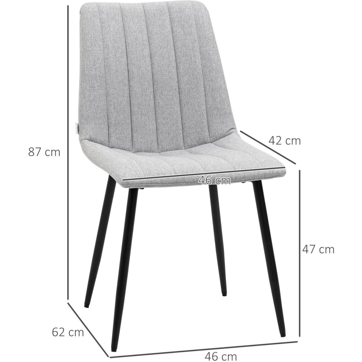 Dining Chairs Set of 2, Upholstered Kitchen Chairs with Back - Grey – image 3