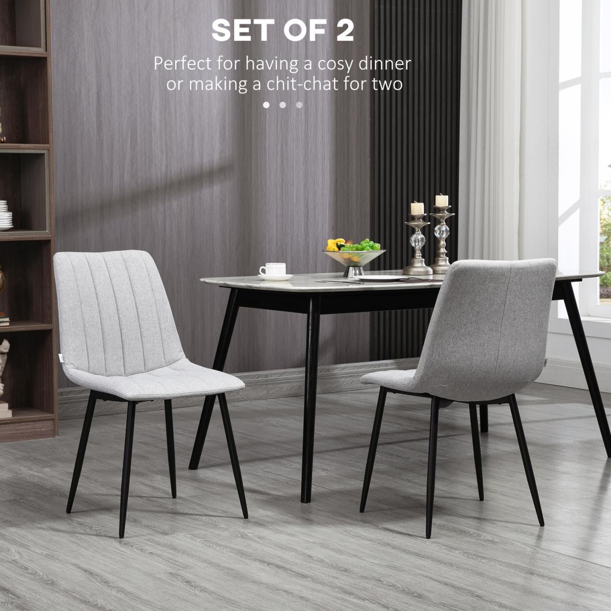 Dining Chairs Set of 2, Upholstered Kitchen Chairs with Back - Grey – image 4