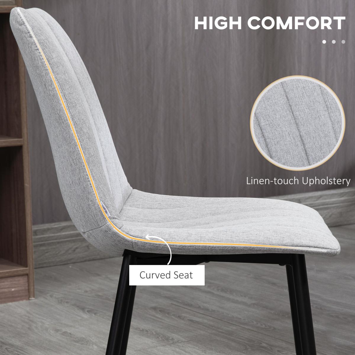 Dining Chairs Set of 2, Upholstered Kitchen Chairs with Back - Grey – image 5