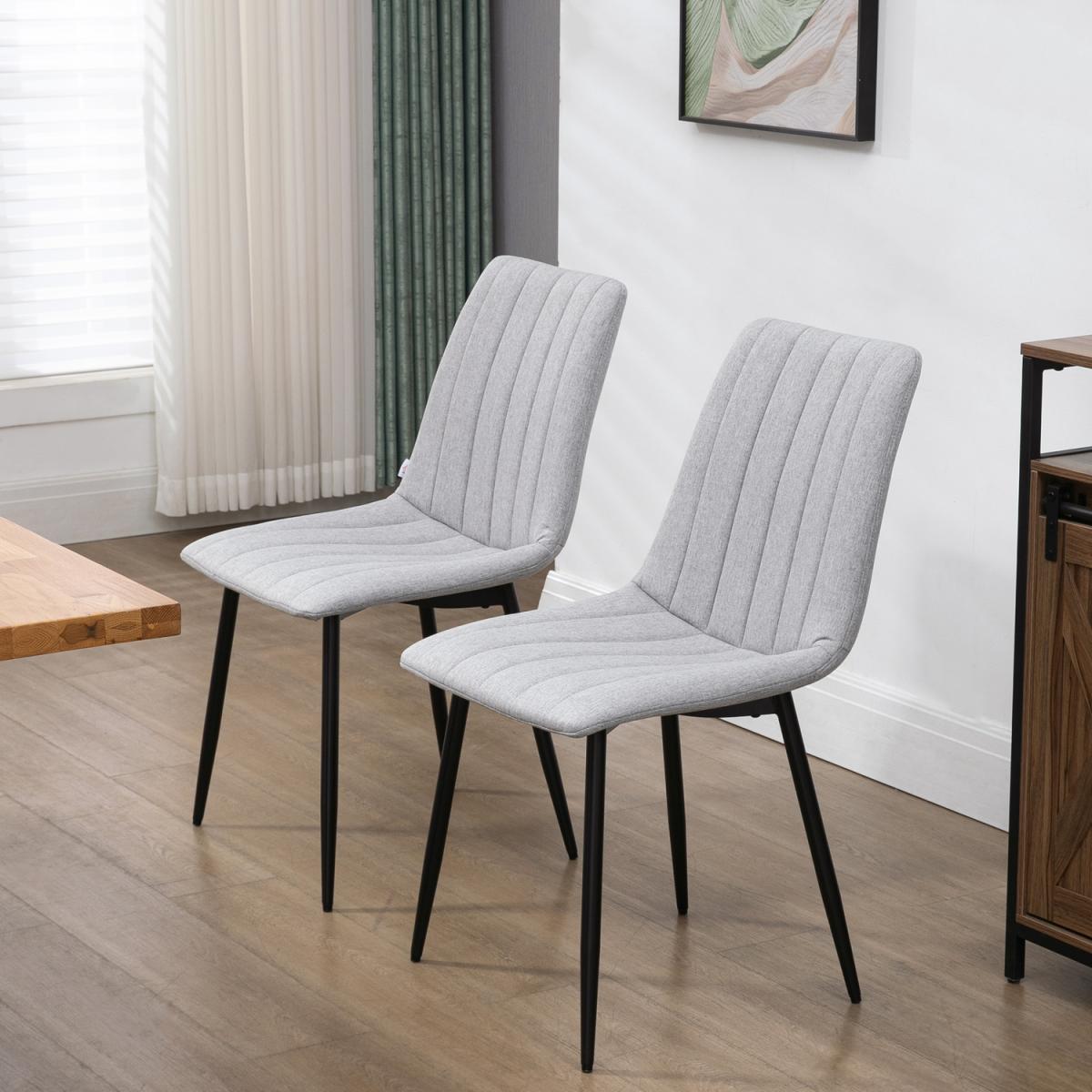 Dining Chairs Set of 2, Upholstered Kitchen Chairs with Back - Grey – image 9