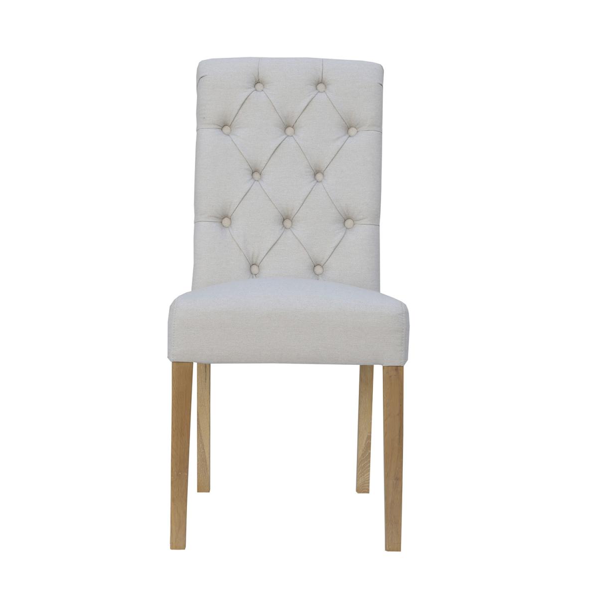 Pair of Button Back Chairs with Scroll Top Dining Chair - Natural – image 3