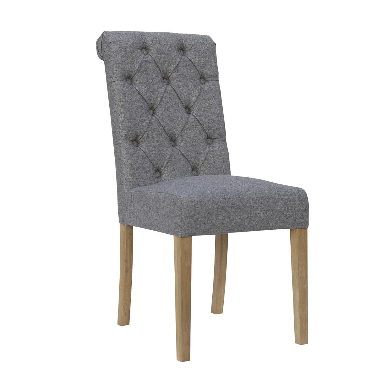 Pair of Button Back Chairs with Scroll Top Dining Chair - Natural – image 5