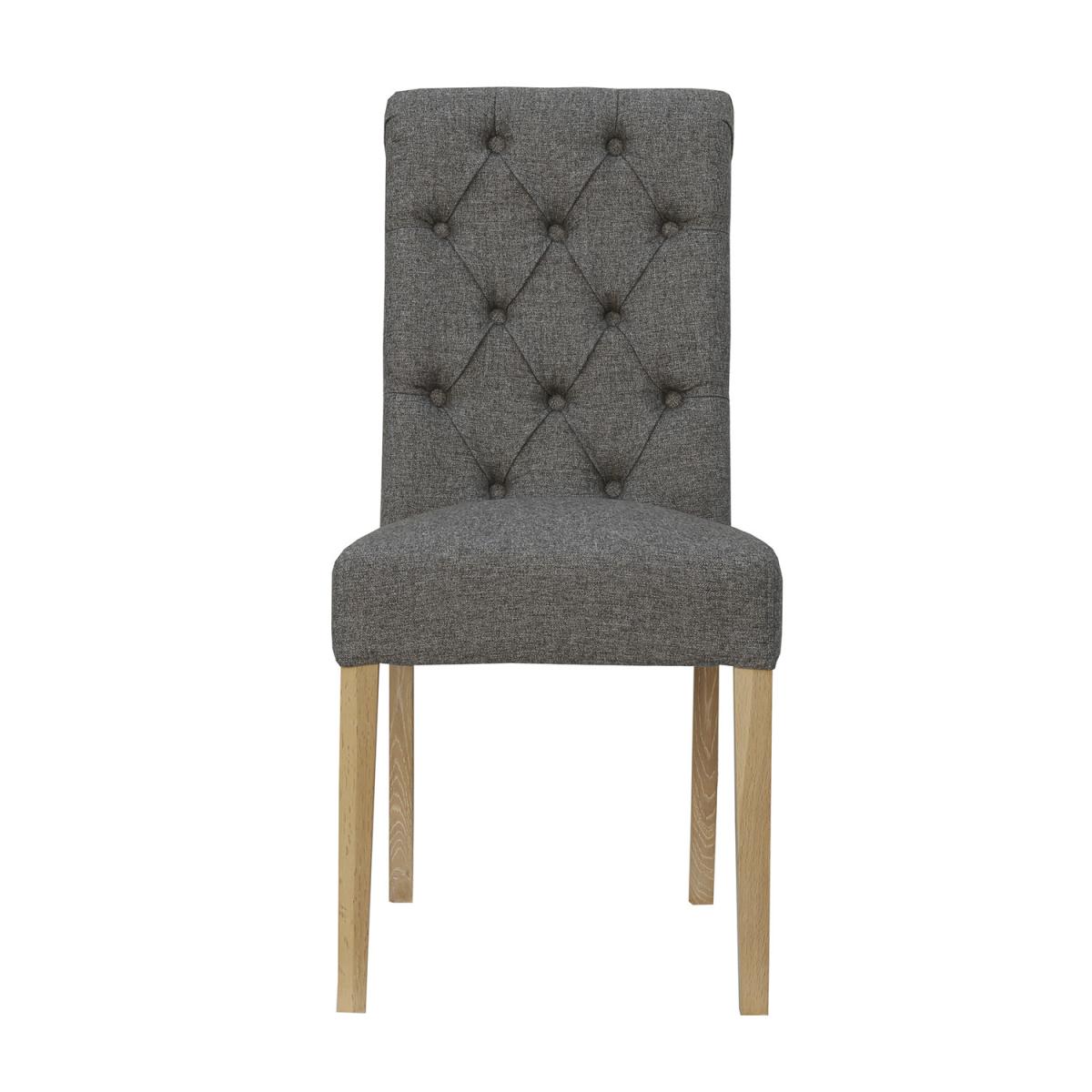 Pair of Button Back Chairs with Scroll Top Dining Chair - Natural – image 6