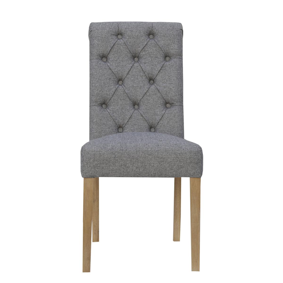 Pair of Button Back Chairs with Scroll Top Dining Chair - Natural – image 7
