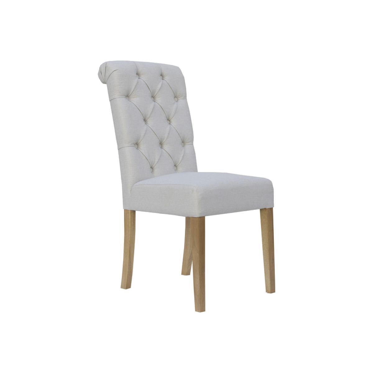 Pair of Button Back Chairs with Scroll Top Dining Chair - Natural – image 1