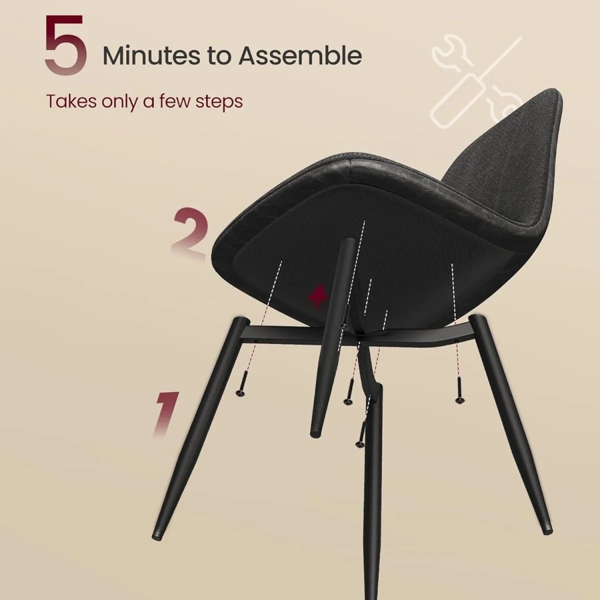 Dining Chairs Set of 4, Modern Upholstered Velvet Kitchen Chairs - Grey – image 6