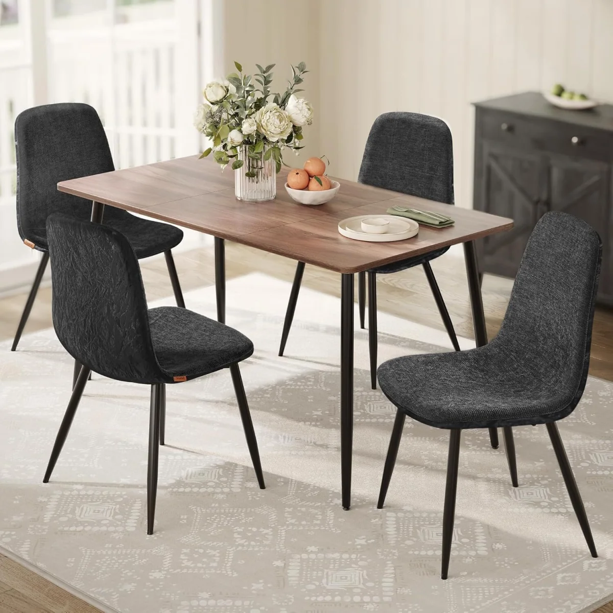 Dining Chairs Set of 4, Modern Upholstered Velvet Kitchen Chairs - Grey – image 1
