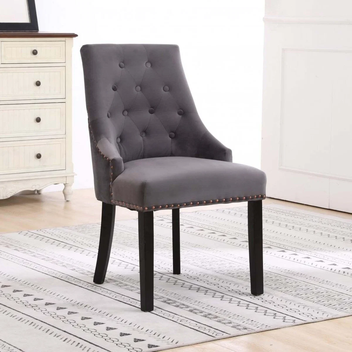 Neo Studded Velvet Dining Chair - Midnight Blue – image 4