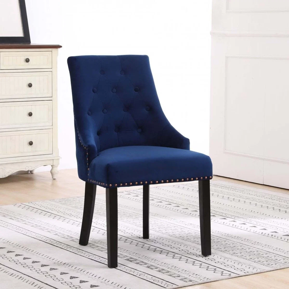 Neo Studded Velvet Dining Chair - Midnight Blue – image 1