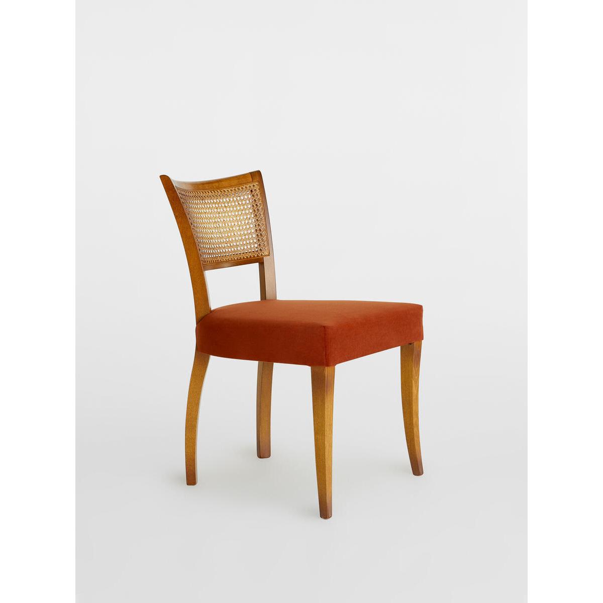 Pair of Molina Dining Chairs Cane Back Velvet, Umber UK – image 2