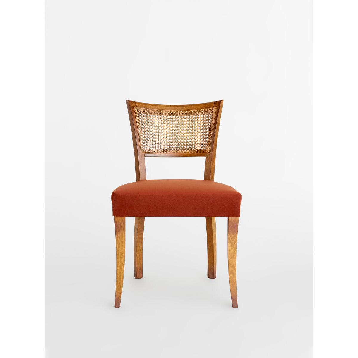 Pair of Molina Dining Chairs Cane Back Velvet, Umber UK – image 3