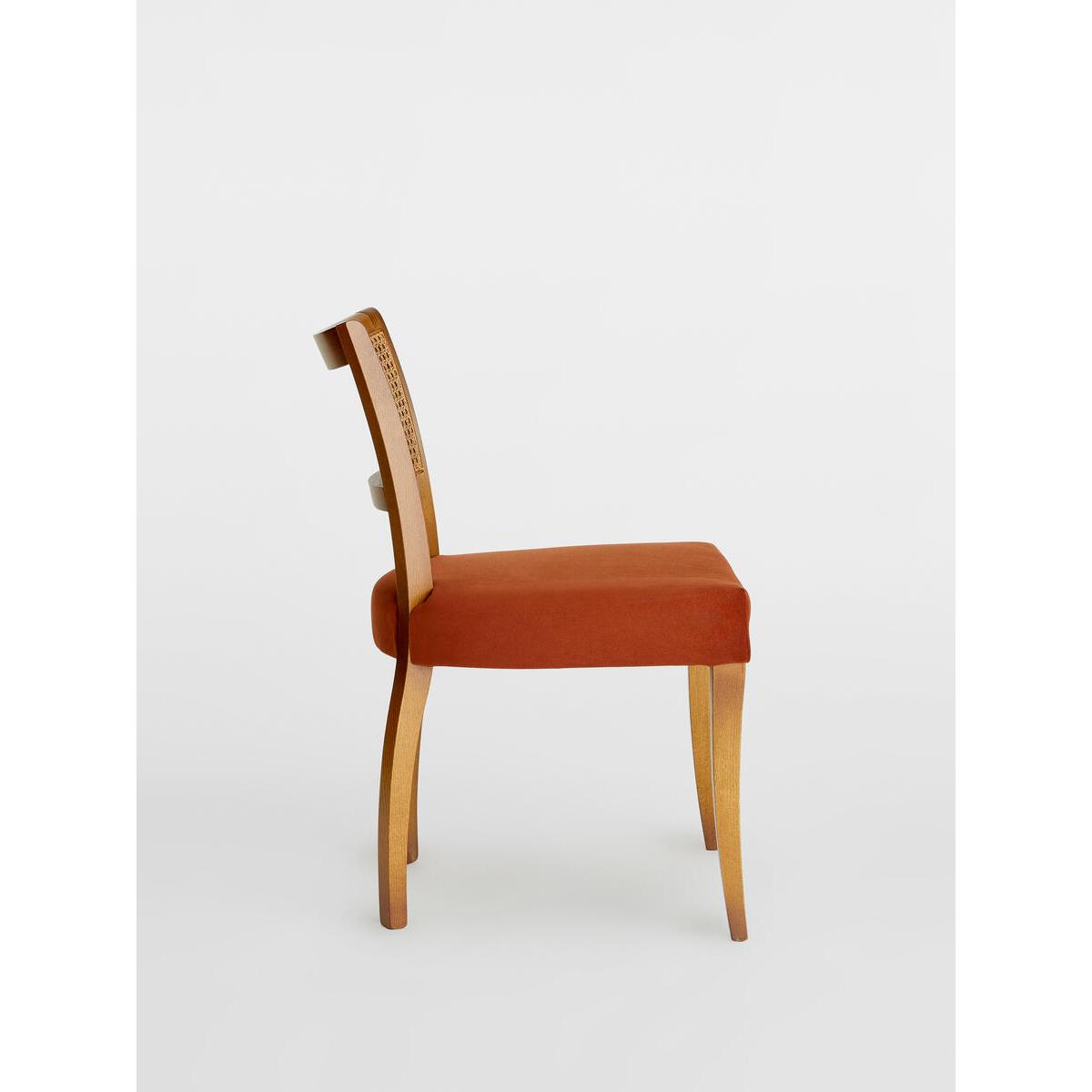 Pair of Molina Dining Chairs Cane Back Velvet, Umber UK – image 4