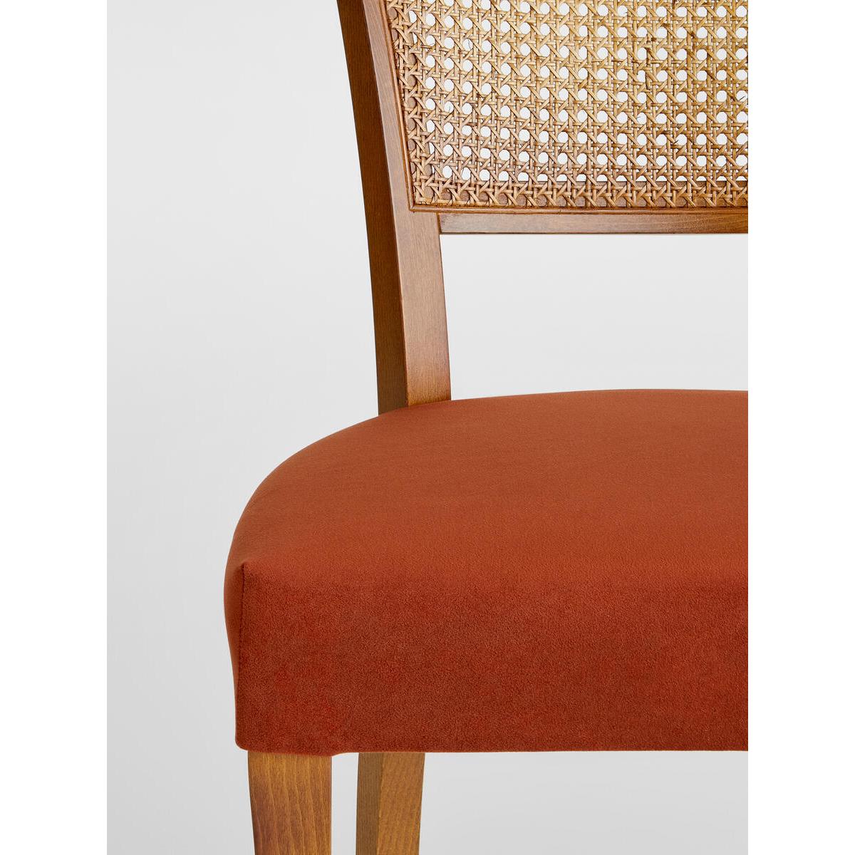 Pair of Molina Dining Chairs Cane Back Velvet, Umber UK – image 6