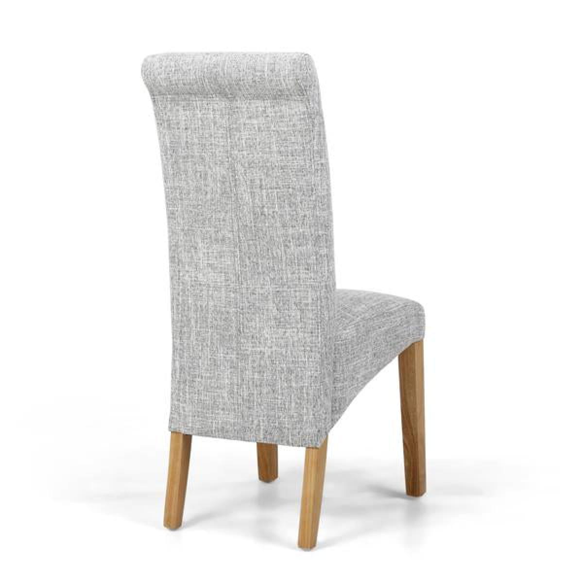 Shankar Karta Scroll Back Flax Effect Grey Weave Dining Chair (2pk) – image 2
