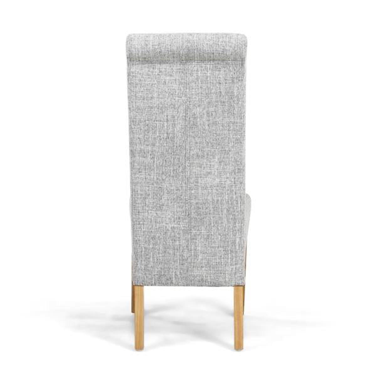 Shankar Karta Scroll Back Flax Effect Grey Weave Dining Chair (2pk) – image 5