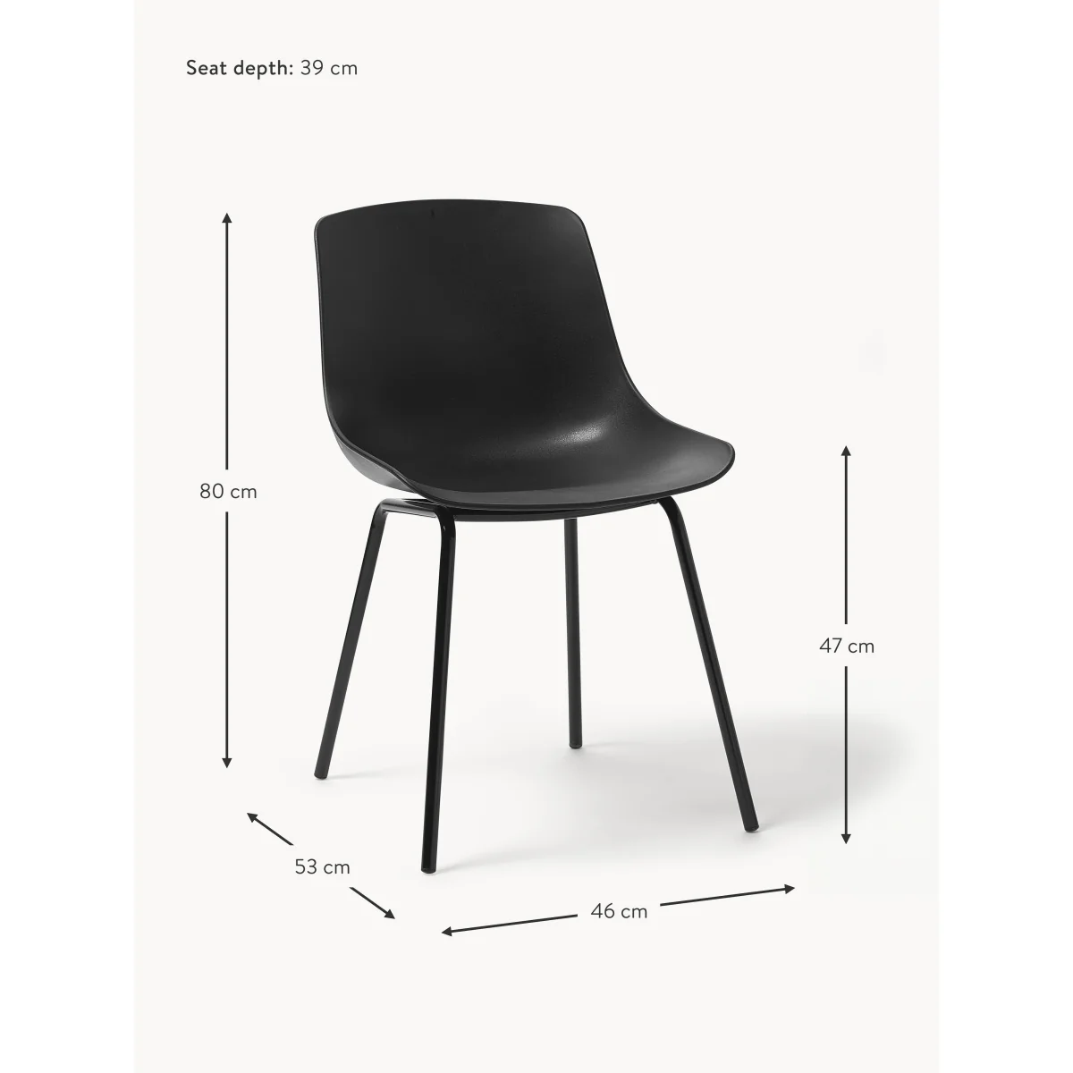 Dining Chairs Dave with Metal Legs, Set of 2 – image 7