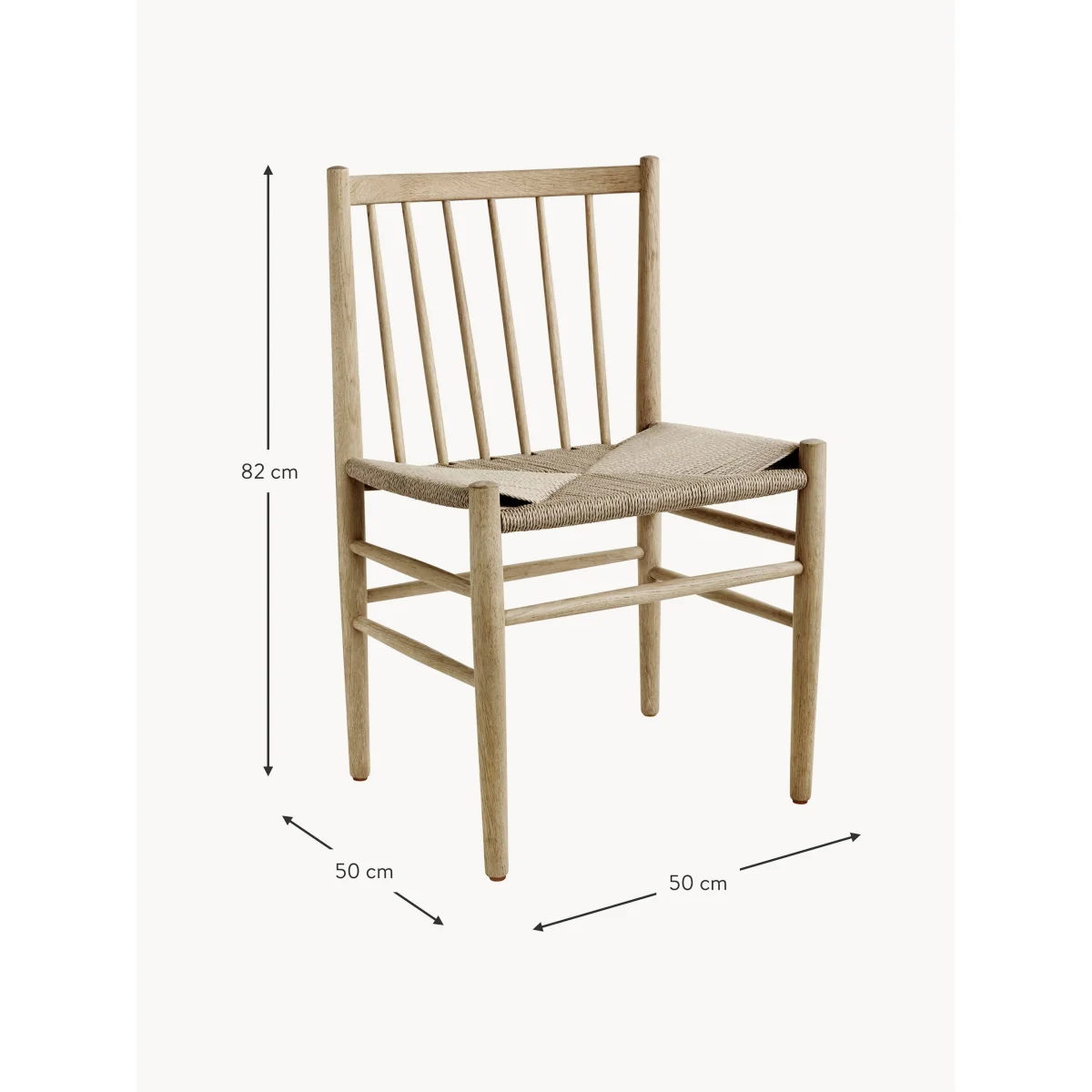 Handwoven Oak Wood Dining Chair J80 – image 3