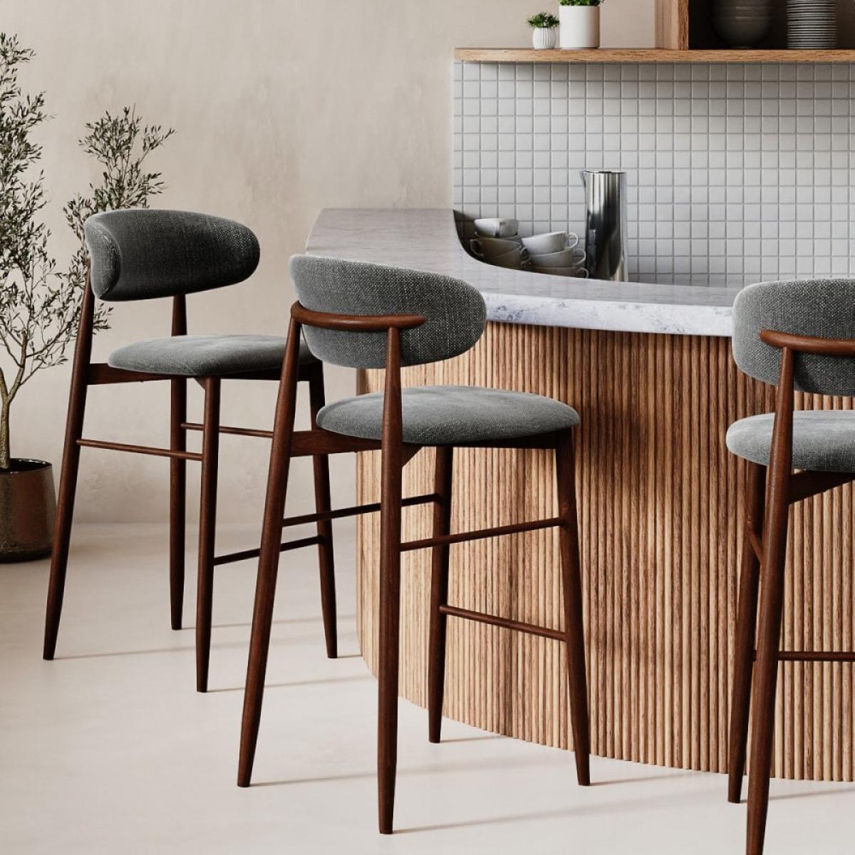 £20  Off  Halston Bar Stool, Speckled Grey Sustainable Fabric – image 2