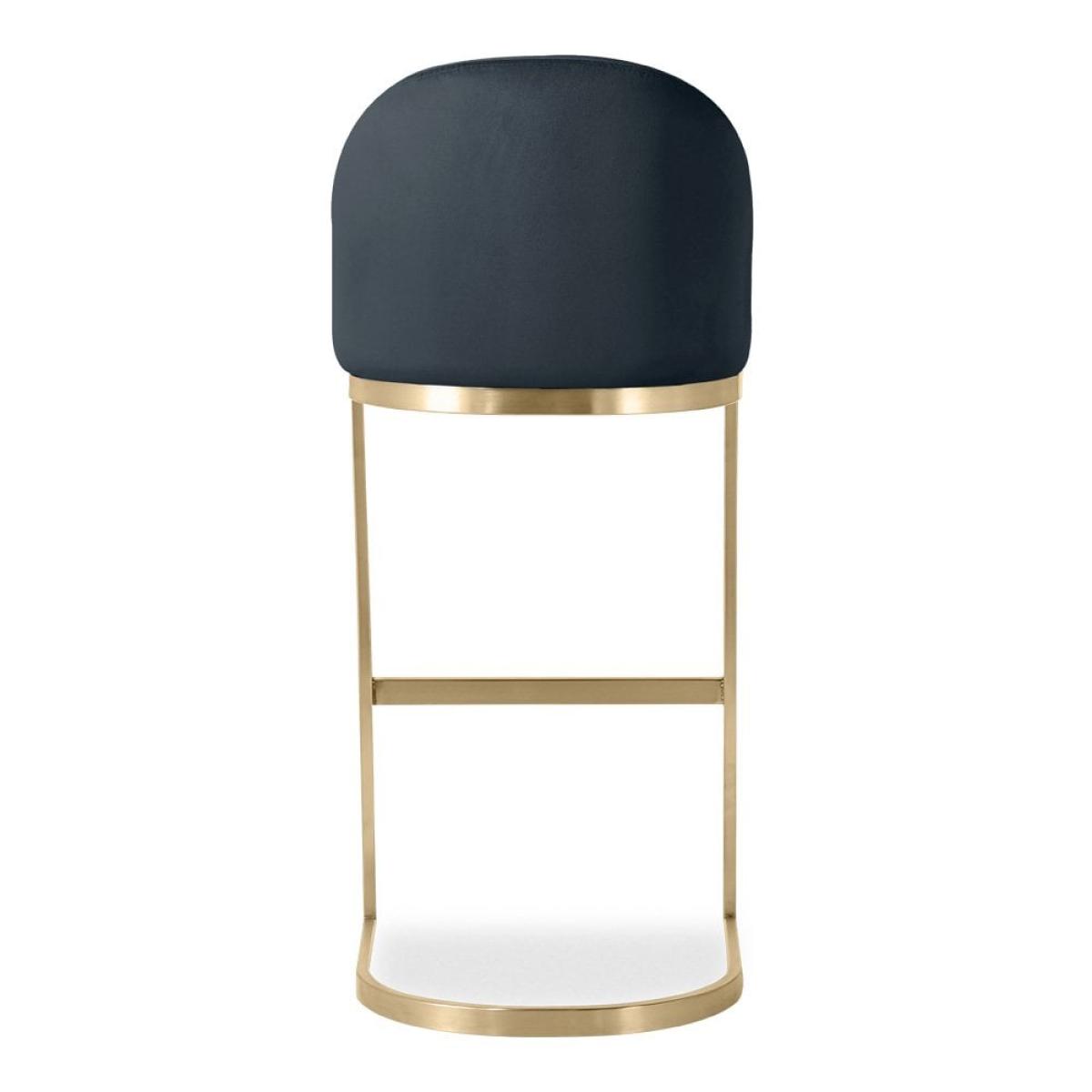Matteo Bar Stool with Backrest, Ink Grey Sustainable Velvet Leg Colour: Brass – image 7