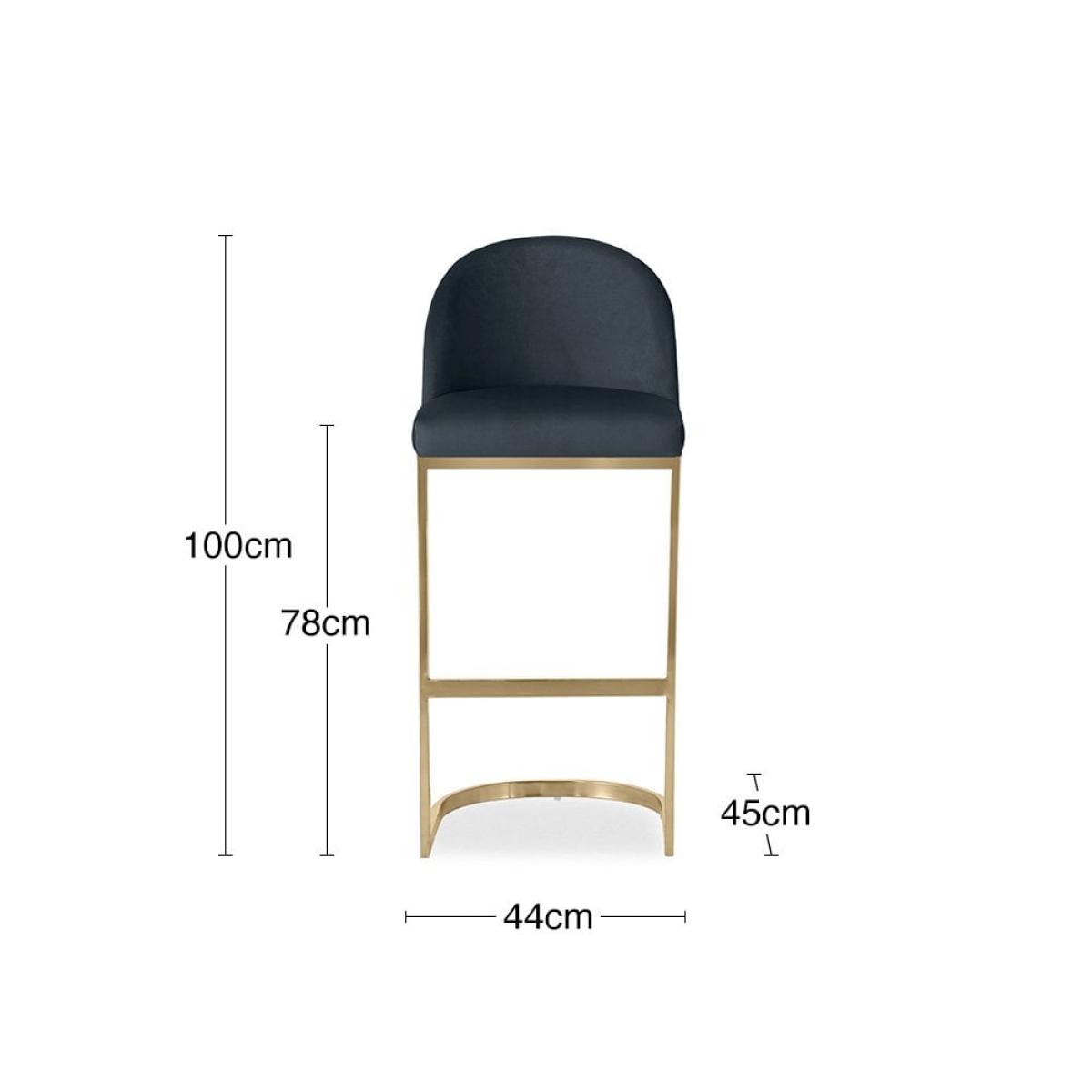 Matteo Bar Stool with Backrest, Ink Grey Sustainable Velvet Leg Colour: Brass – image 9