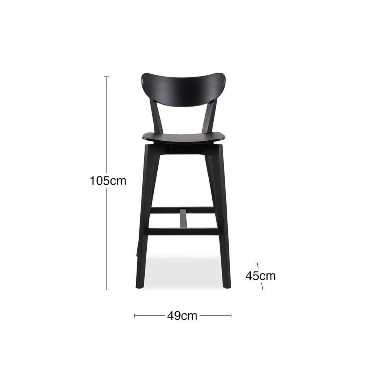 Roxby Wooden Bar Stool, Black – image 10