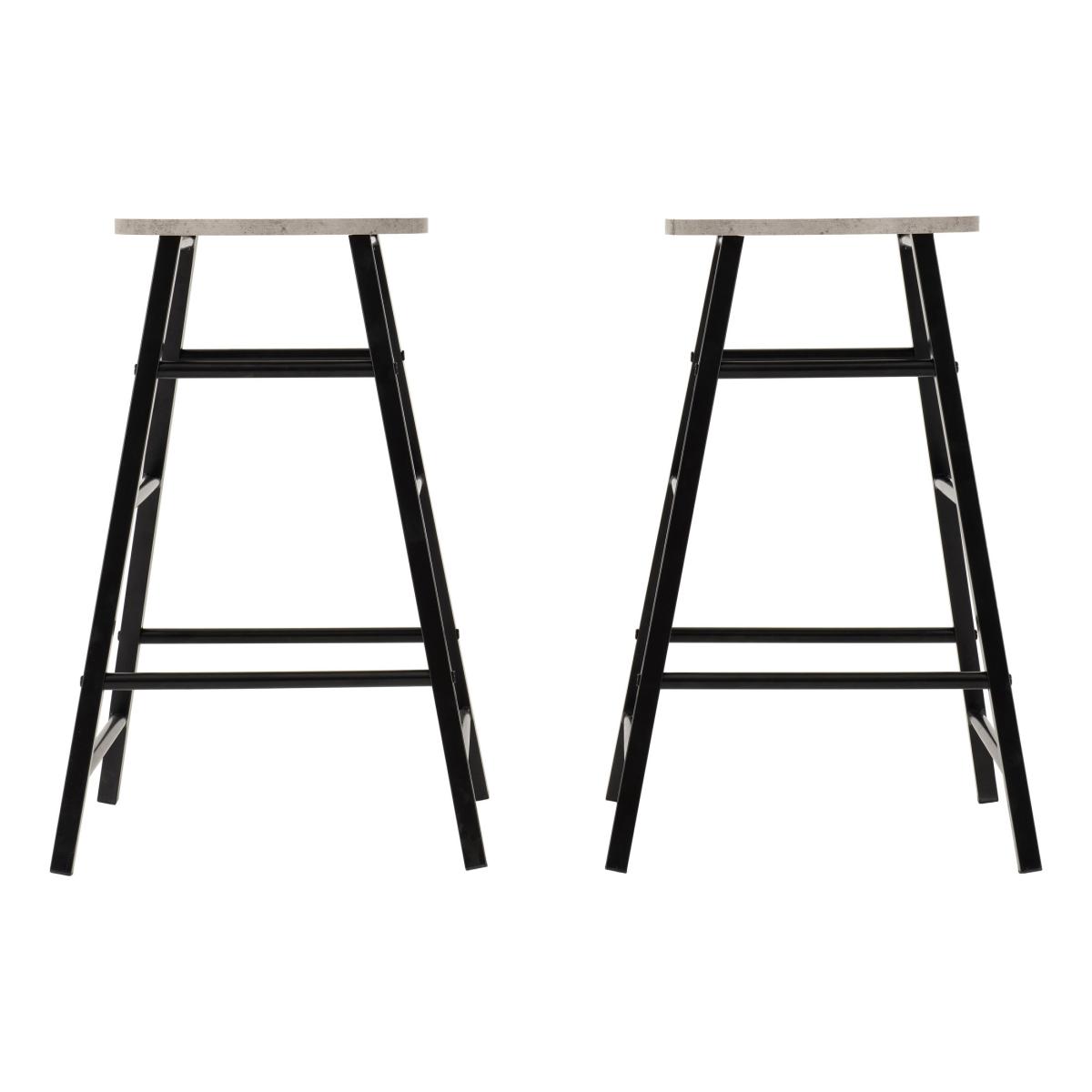 Athens Set of 2 Concrete Effect Bar Stools Grey – image 3