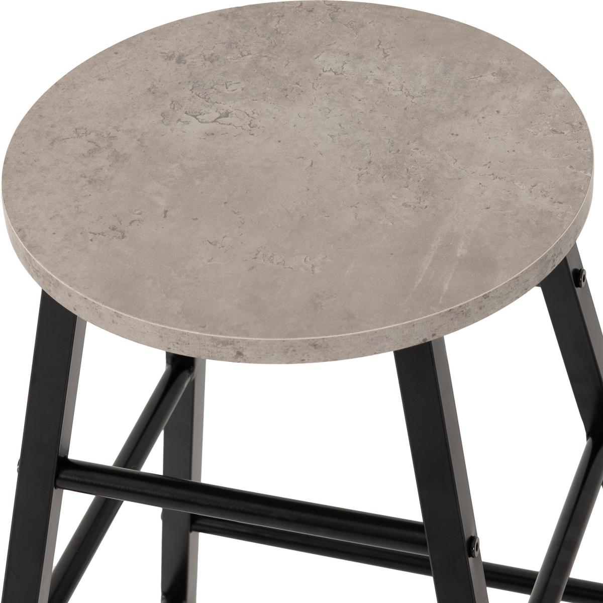 Athens Set of 2 Concrete Effect Bar Stools Grey – image 4