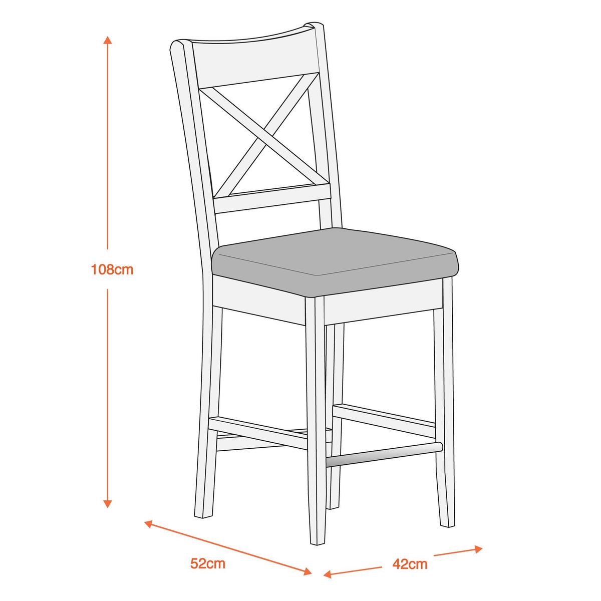 Eaton Cross Back Pair Of Bar Stools - Cream Cream – image 2