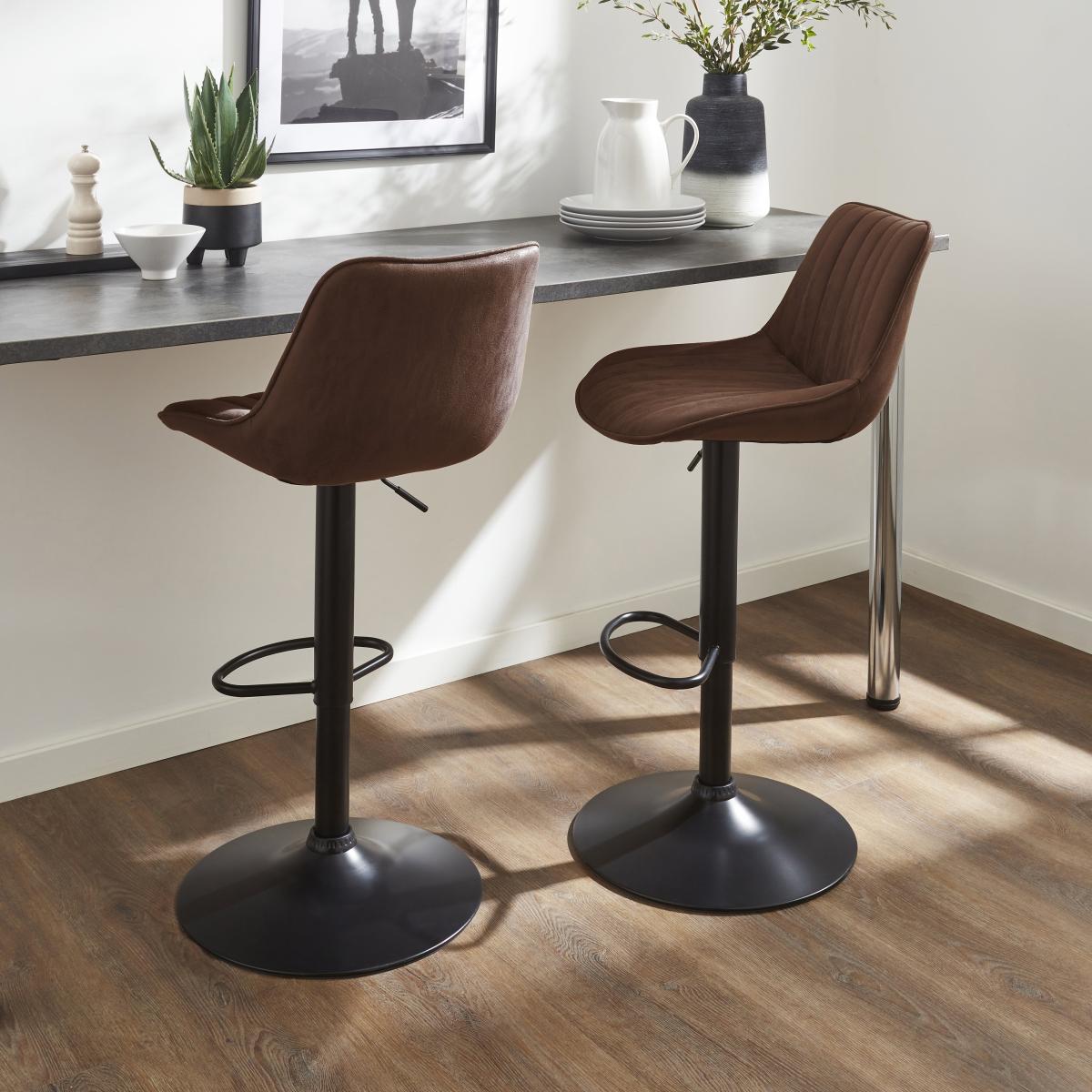 Zion Microsuede Bar Stool Brown – image 2