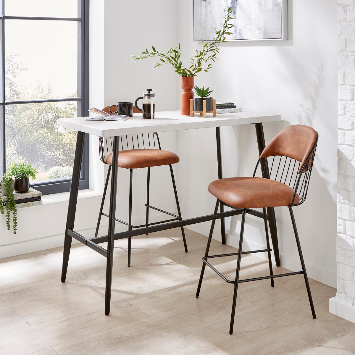 Marcela Faux Leather Bar Stool, Tan Tan (Brown) – image 2
