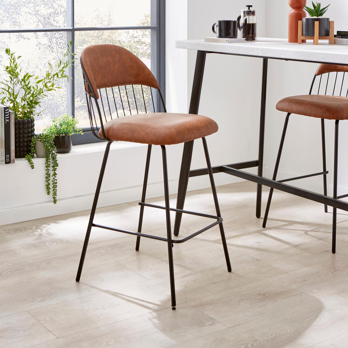 Marcela Faux Leather Bar Stool, Tan Tan (Brown) – image 1