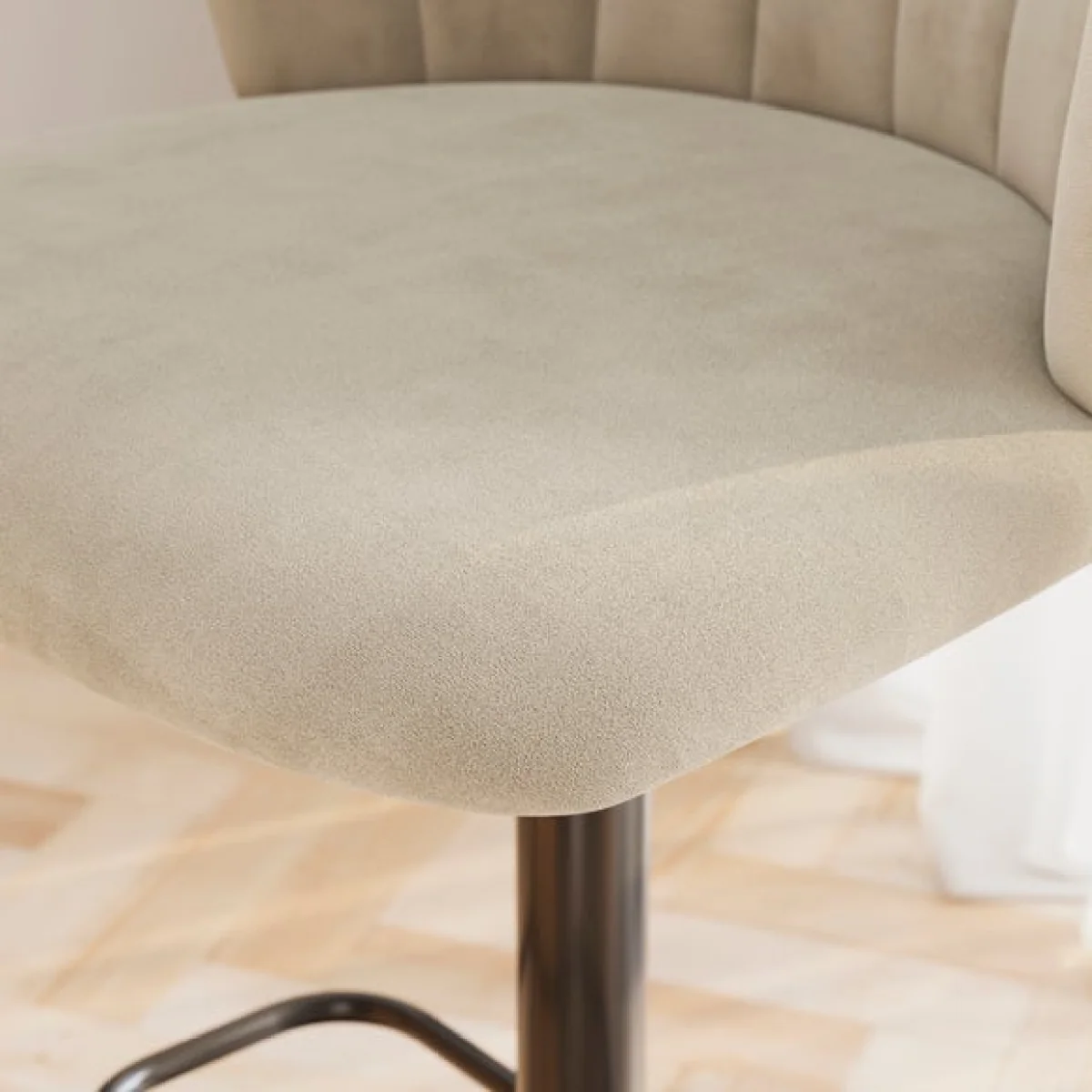 Kendall Bar Stool with Black Legs, Velvet – image 2