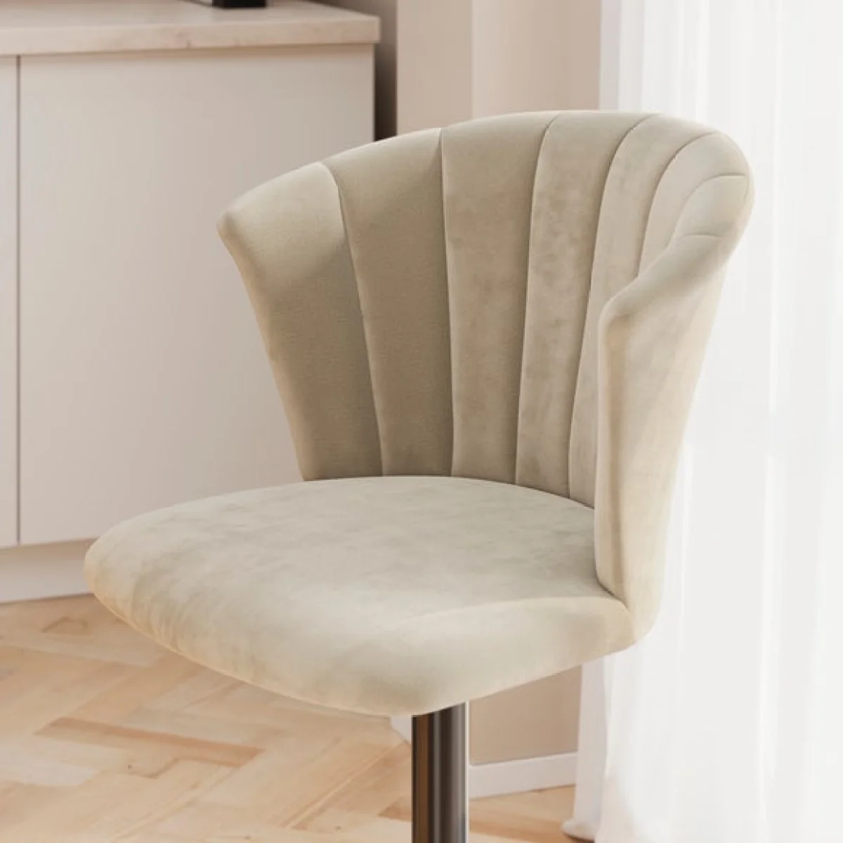 Kendall Bar Stool with Black Legs, Velvet – image 3
