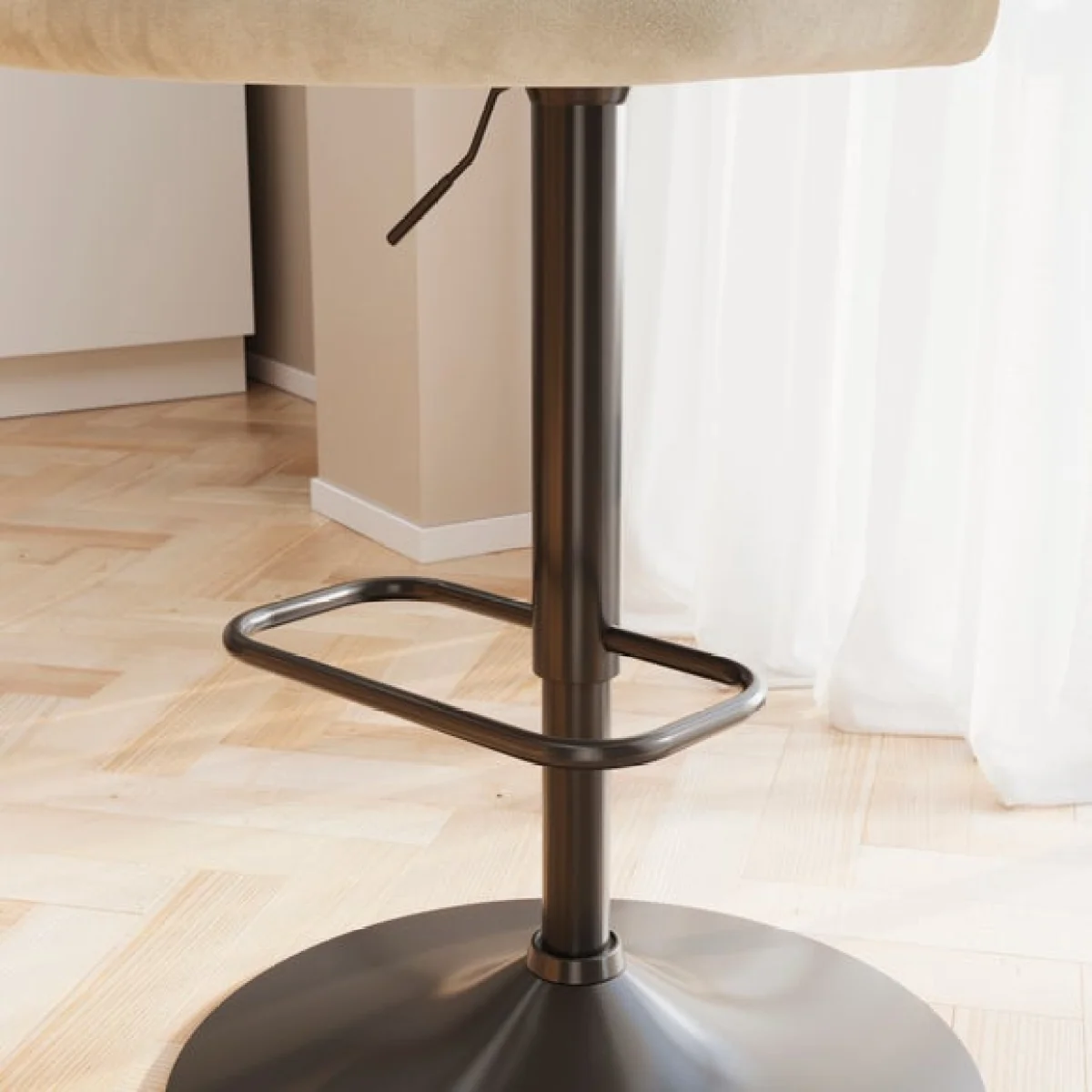 Kendall Bar Stool with Black Legs, Velvet – image 4