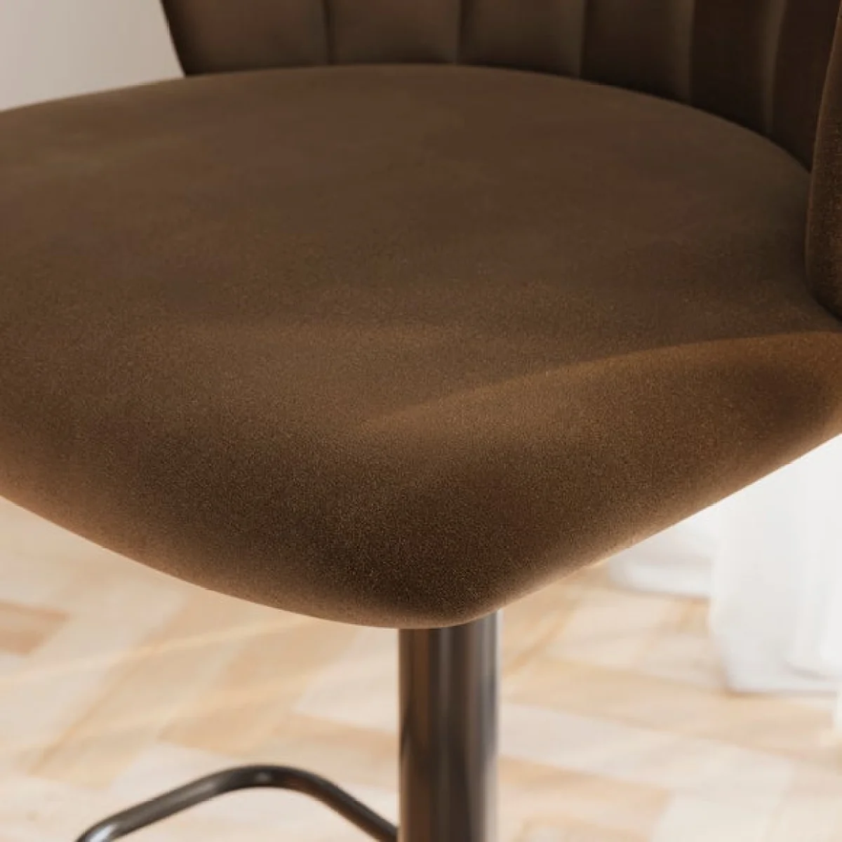 Kendall Bar Stool with Black Legs, Velvet – image 2