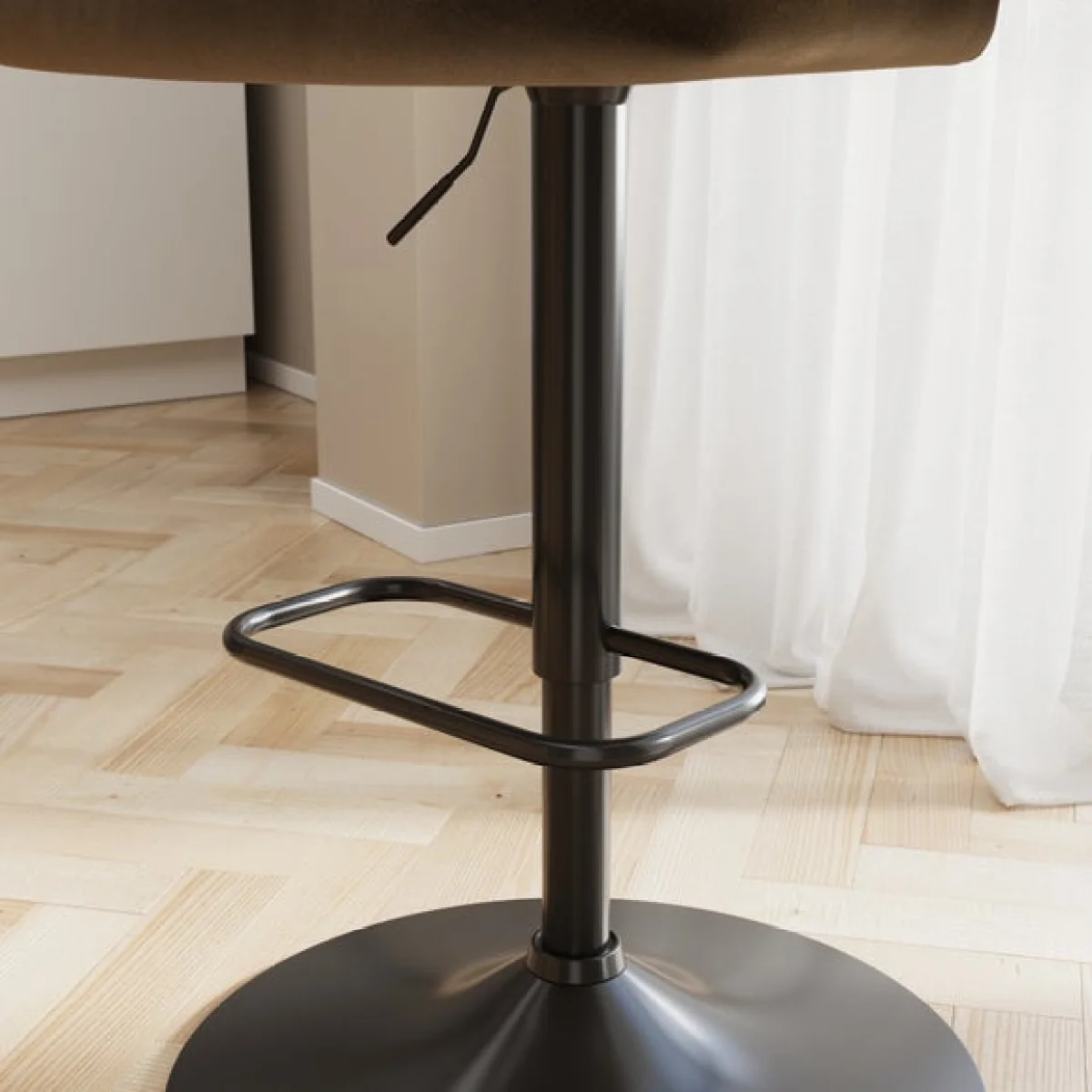 Kendall Bar Stool with Black Legs, Velvet – image 4
