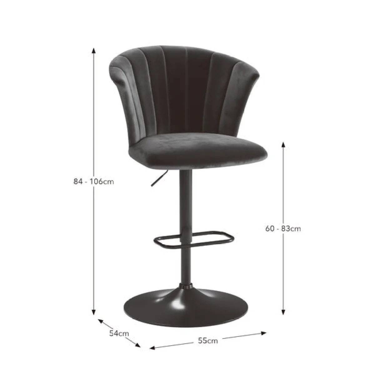 Kendall Bar Stool with Black Legs, Velvet – image 9