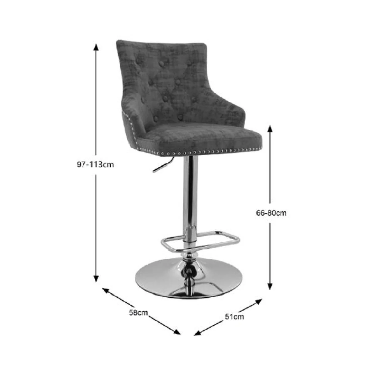 Selena Adjustable Height Swivel Bar Stool, Velvet – image 6