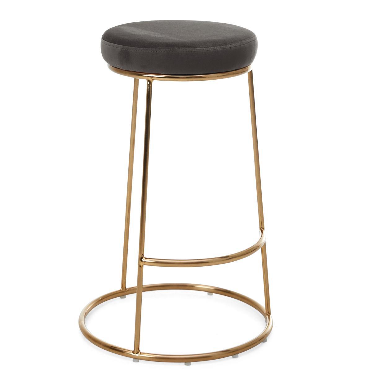 Zeta Velvet Bar Stool Grey – image 2