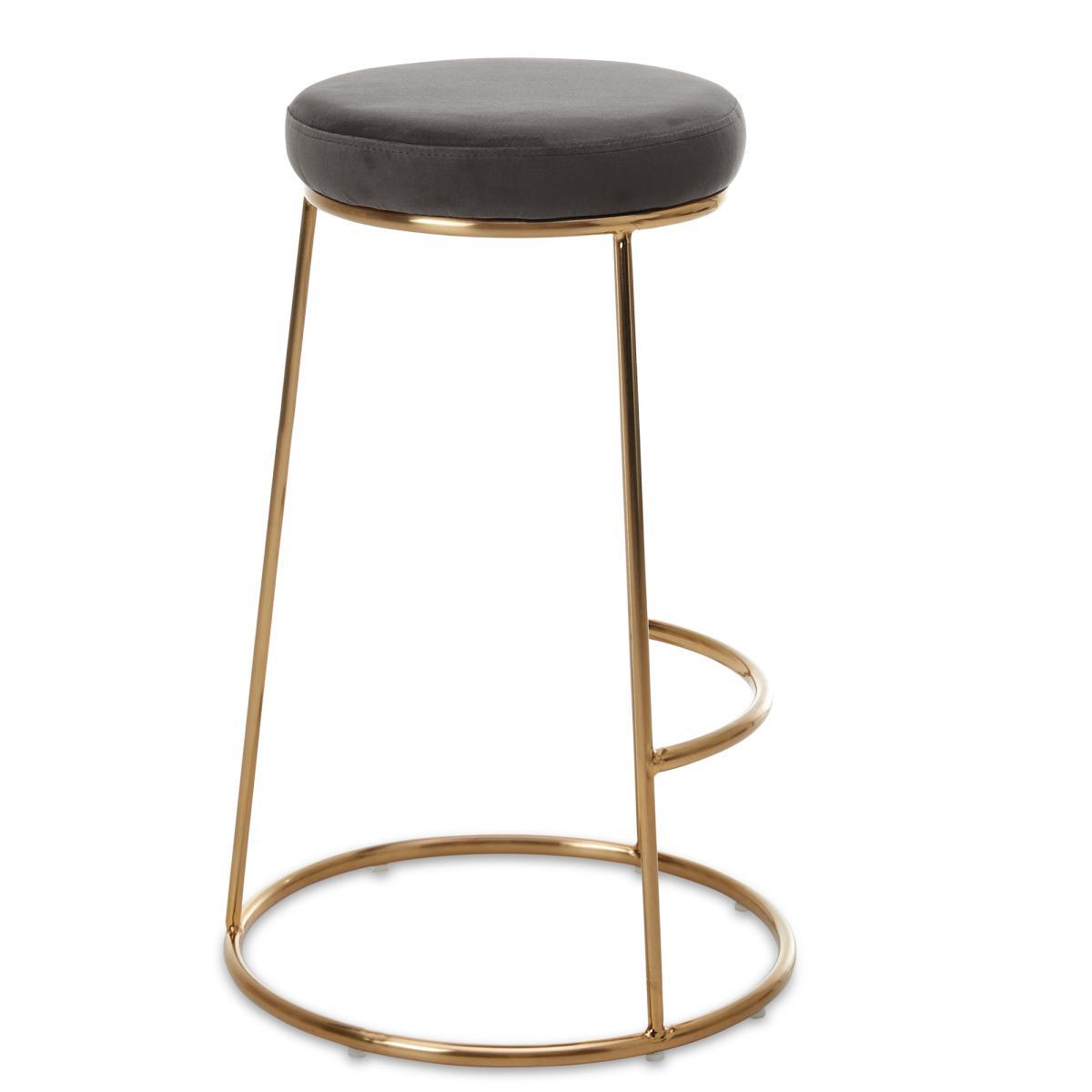 Zeta Velvet Bar Stool Grey – image 3