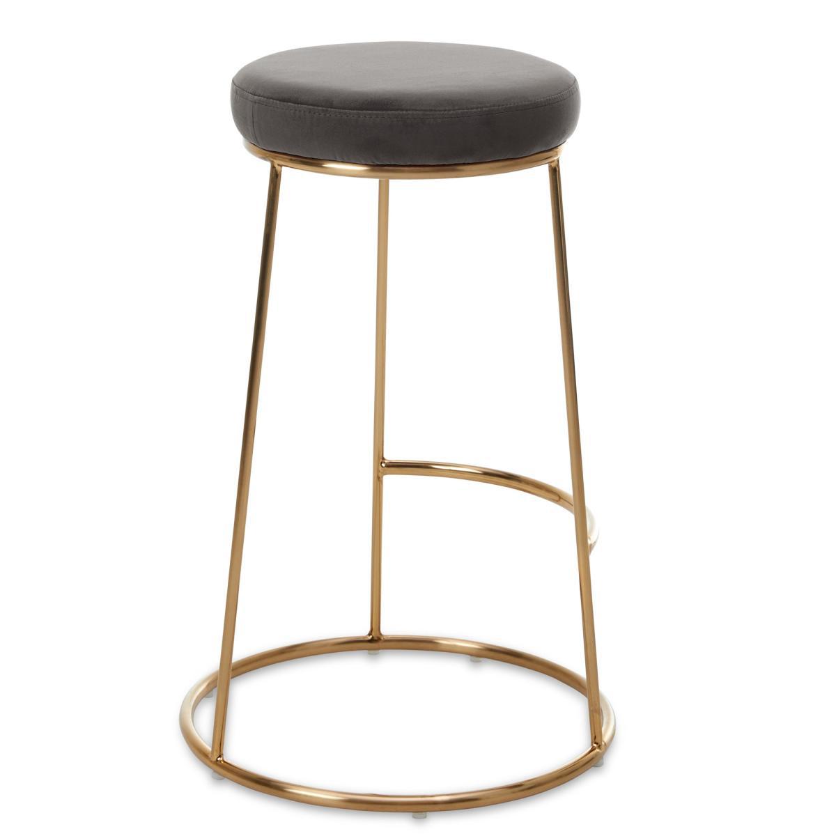 Zeta Velvet Bar Stool Grey – image 4