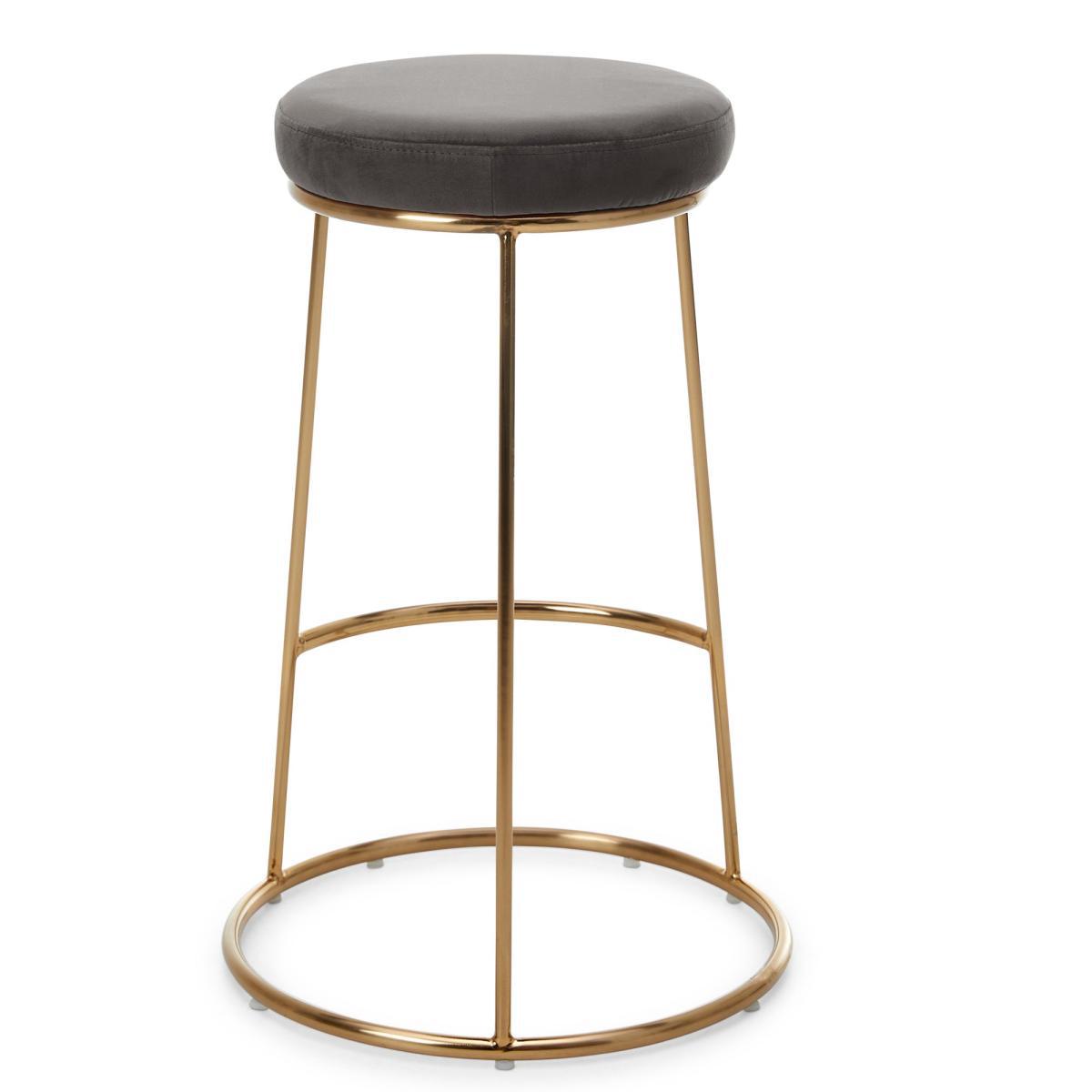 Zeta Velvet Bar Stool Grey – image 5