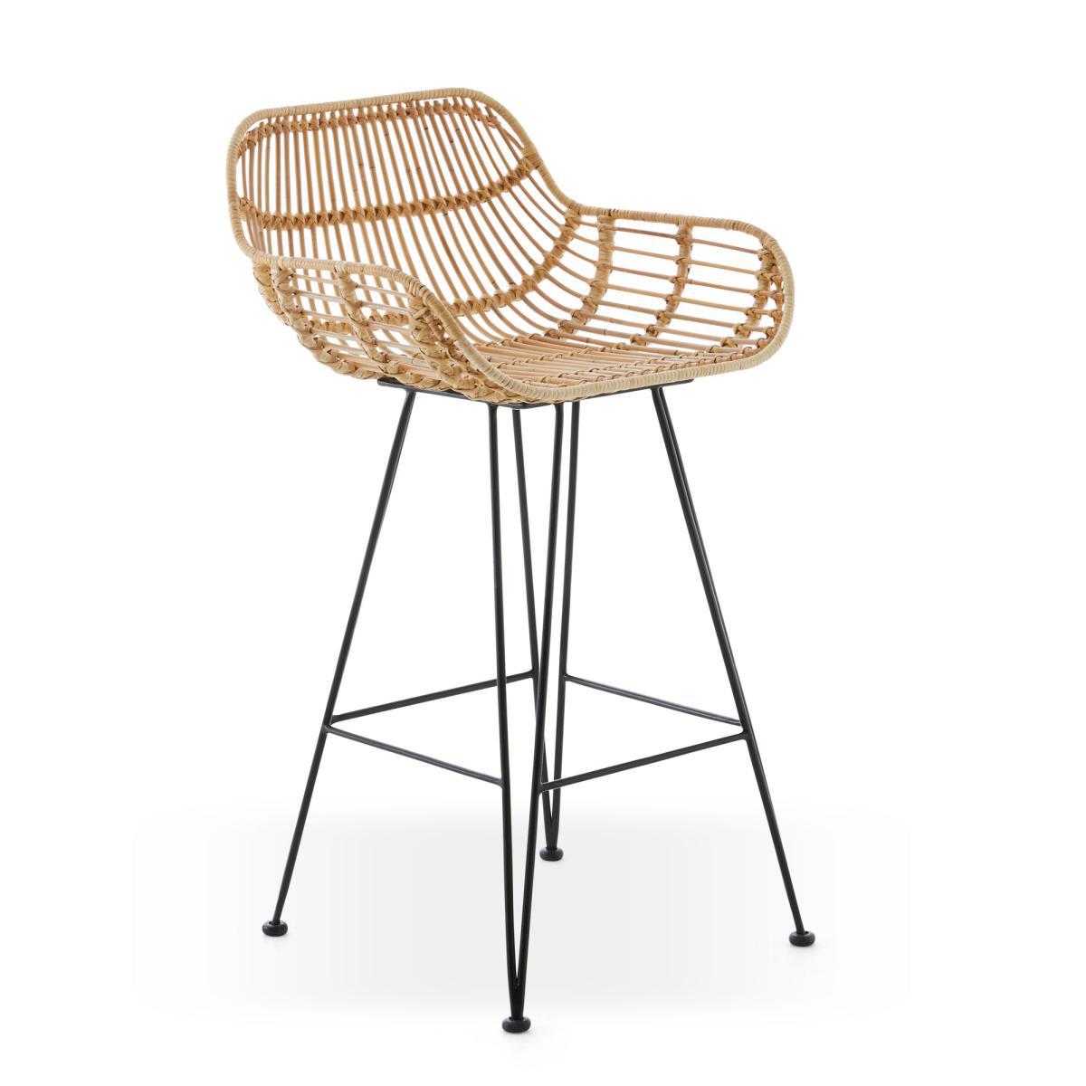 Nirvana Rattan Bar Stool Black – image 5