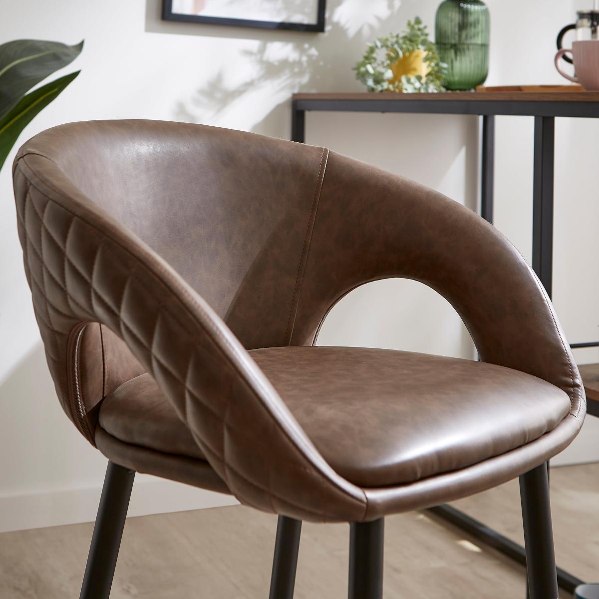 Dillon Bar Stool, Faux Leather Faux Leather Mocha – image 3