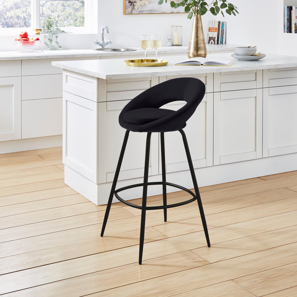 Lucie Velvet Bar Stool Black – image 2