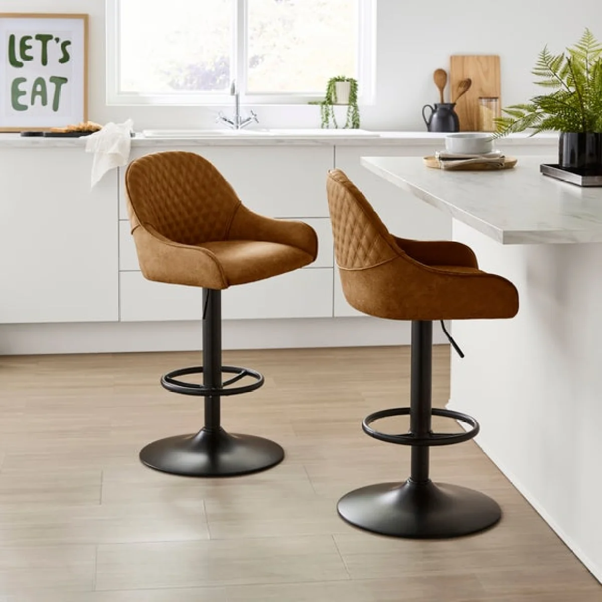 Hudson Height Adjustable Bar Stool, Faux Leather – image 2