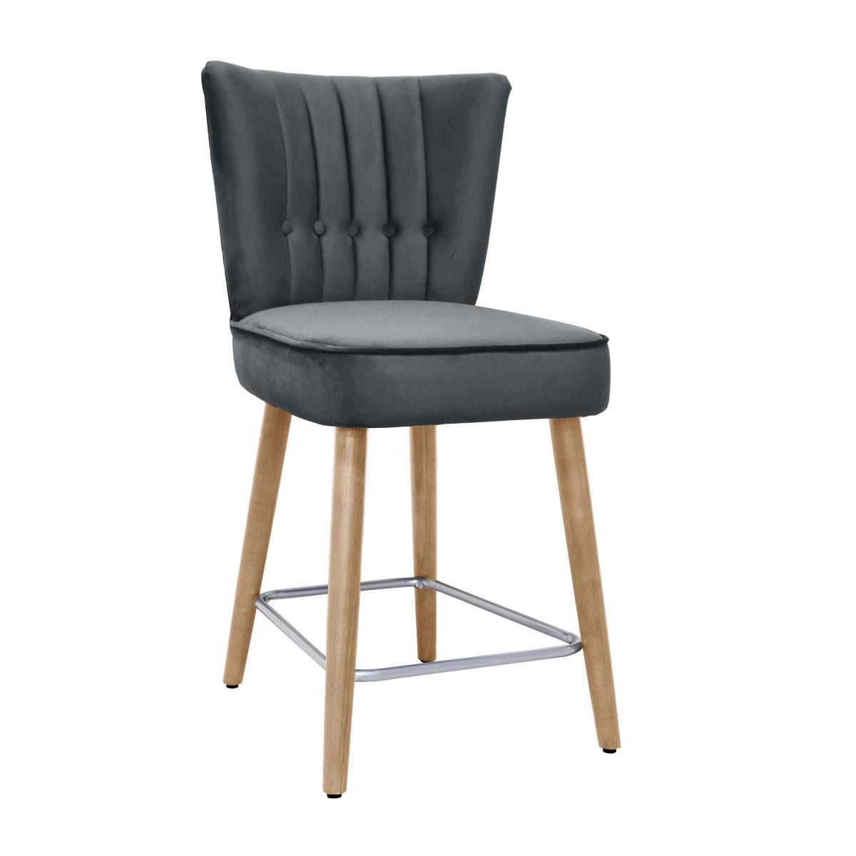 Isla Velvet Bar Stool Grey – image 2